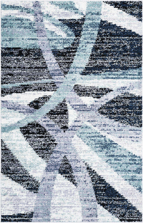 Gray and Ivory 6' 1 x 9' Tucson Rectangle Area Rug 100% Polyester Unique Modern Carpet for Dining Rooms, Living Room, Bedrooms, Office Space for Sale at Rug Engine