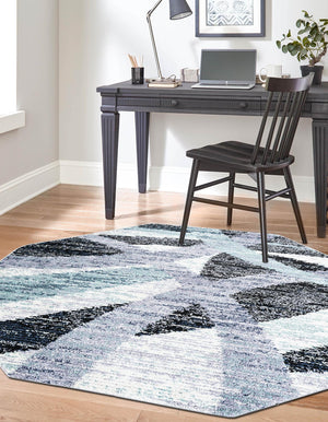 Gray and Ivory 7' 1 x 7' 1 Tucson Octagon Area Rug 100% Polyester Unique Modern Carpet for Dining Rooms, Living Room, Bedrooms, Office Space for Sale at Rug Engine