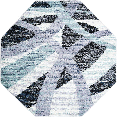 Gray and Ivory 7' 1 x 7' 1 Tucson Octagon Area Rug 100% Polyester Unique Modern Carpet for Dining Rooms, Living Room, Bedrooms, Office Space for Sale at Rug Engine
