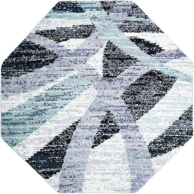 Gray and Ivory 7' 1 x 7' 1 Tucson Octagon Area Rug 100% Polyester Unique Modern Carpet for Dining Rooms, Living Room, Bedrooms, Office Space for Sale at Rug Engine