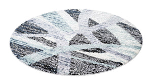 Gray and Ivory 7' 10 x 7' 10 Tucson Round Area Rug 100% Polyester Unique Modern Carpet for Dining Rooms, Living Room, Bedrooms, Office Space for Sale at Rug Engine