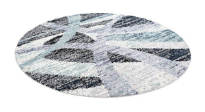 Gray and Ivory 7' 10 x 7' 10 Tucson Round Area Rug 100% Polyester Unique Modern Carpet for Dining Rooms, Living Room, Bedrooms, Office Space for Sale at Rug Engine