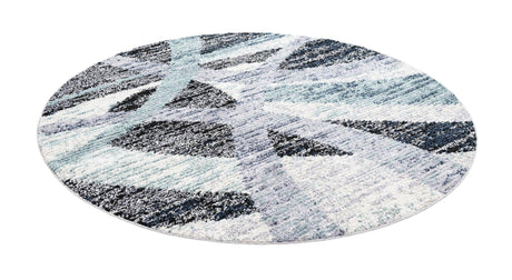 Gray and Ivory 7' 10 x 7' 10 Tucson Round Area Rug 100% Polyester Unique Modern Carpet for Dining Rooms, Living Room, Bedrooms, Office Space for Sale at Rug Engine