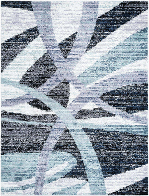 Gray and Ivory 7' 10 x 10' Tucson Rectangle Area Rug 100% Polyester Unique Modern Carpet for Dining Rooms, Living Room, Bedrooms, Office Space for Sale at Rug Engine