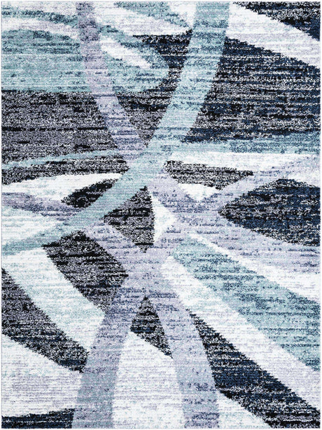 Gray and Ivory 9' x 12' Tucson Rectangle Area Rug 100% Polyester Unique Modern Carpet for Dining Rooms, Living Room, Bedrooms, Office Space for Sale at Rug Engine