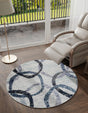 Ivory 7' 10 x 7' 10 Tucson Round Area Rug 100% Polyester Unique Modern Carpet for Dining Rooms, Living Room, Bedrooms, Office Space for Sale at Rug Engine