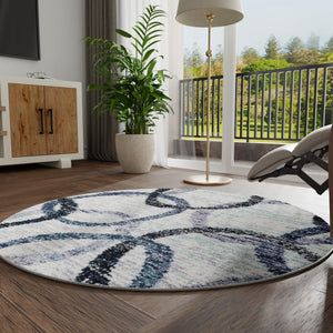 Ivory 3' 1 x 3' 1 Tucson Round Area Rug 100% Polyester Unique Modern Carpet for Dining Rooms, Living Room, Bedrooms, Office Space for Sale at Rug Engine