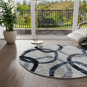 Ivory 3' 1 x 3' 1 Tucson Round Area Rug 100% Polyester Unique Modern Carpet for Dining Rooms, Living Room, Bedrooms, Office Space for Sale at Rug Engine