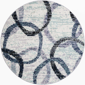 Ivory 5' 3 x 5' 3 Tucson Round Area Rug 100% Polyester Unique Modern Carpet for Dining Rooms, Living Room, Bedrooms, Office Space for Sale at Rug Engine