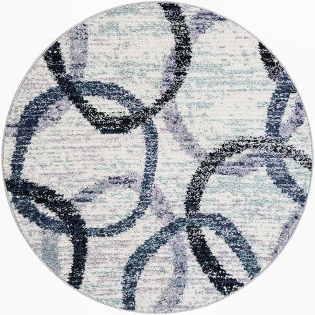 Ivory 5' 3 x 5' 3 Tucson Round Area Rug 100% Polyester Unique Modern Carpet for Dining Rooms, Living Room, Bedrooms, Office Space for Sale at Rug Engine