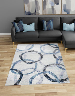 Ivory 6' 1 x 9' Tucson Rectangle Area Rug 100% Polyester Unique Modern Carpet for Dining Rooms, Living Room, Bedrooms, Office Space for Sale at Rug Engine
