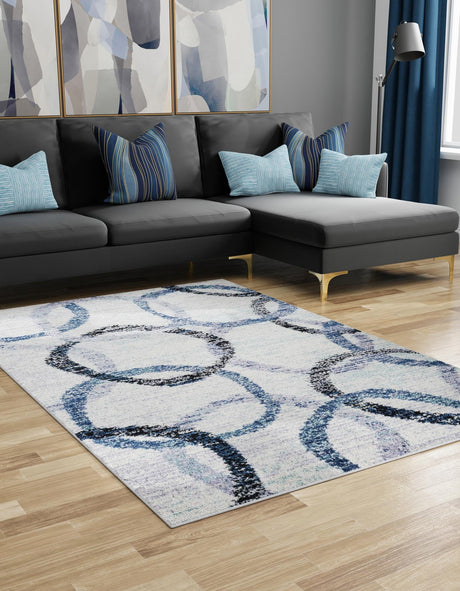 Ivory 9' x 12' Tucson Rectangle Area Rug 100% Polyester Unique Modern Carpet for Dining Rooms, Living Room, Bedrooms, Office Space for Sale at Rug Engine