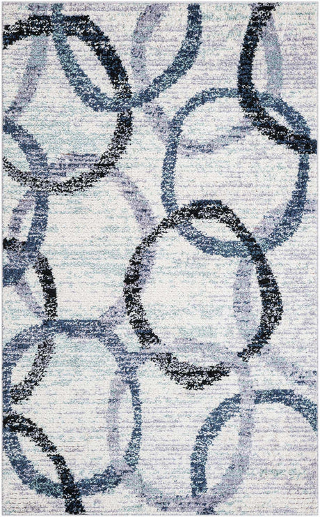 Ivory 5' 3 x 8' Tucson Rectangle Area Rug 100% Polyester Unique Modern Carpet for Dining Rooms, Living Room, Bedrooms, Office Space for Sale at Rug Engine