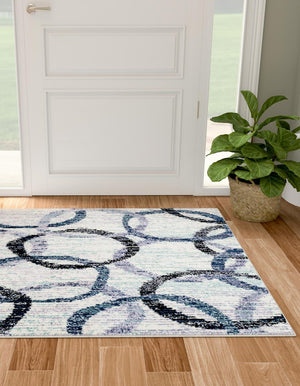 Ivory 6' 1 x 6' 1 Tucson Square Area Rug 100% Polyester Unique Modern Carpet for Dining Rooms, Living Room, Bedrooms, Office Space for Sale at Rug Engine