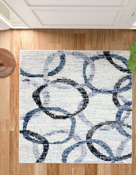 Ivory 6' 1 x 6' 1 Tucson Square Area Rug 100% Polyester Unique Modern Carpet for Dining Rooms, Living Room, Bedrooms, Office Space for Sale at Rug Engine