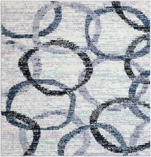 Ivory 6' 1 x 6' 1 Tucson Square Area Rug 100% Polyester Unique Modern Carpet for Dining Rooms, Living Room, Bedrooms, Office Space for Sale at Rug Engine