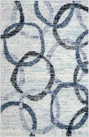 Ivory 6' 1 x 9' Tucson Rectangle Area Rug 100% Polyester Unique Modern Carpet for Dining Rooms, Living Room, Bedrooms, Office Space for Sale at Rug Engine