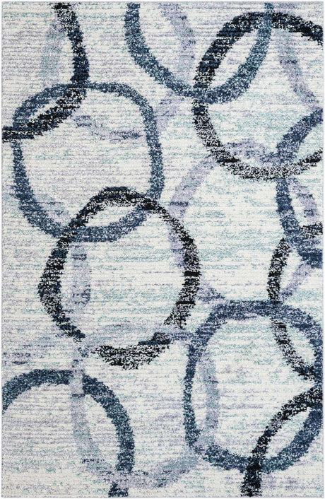 Ivory 6' 1 x 9' Tucson Rectangle Area Rug 100% Polyester Unique Modern Carpet for Dining Rooms, Living Room, Bedrooms, Office Space for Sale at Rug Engine