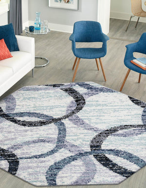 Ivory 7' 1 x 7' 1 Tucson Octagon Area Rug 100% Polyester Unique Modern Carpet for Dining Rooms, Living Room, Bedrooms, Office Space for Sale at Rug Engine