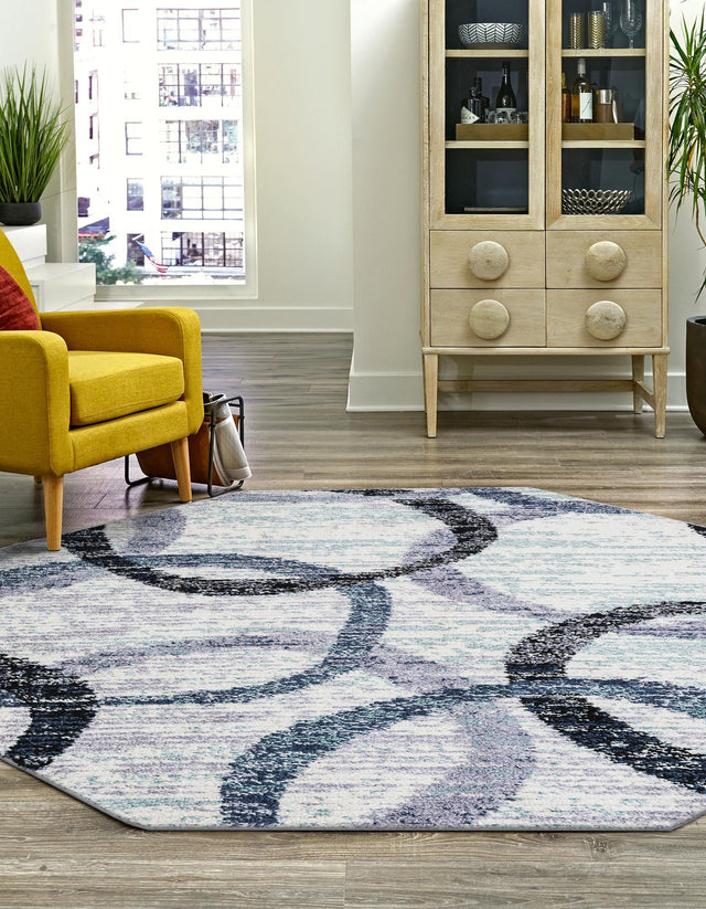 Ivory 7' 1 x 7' 1 Tucson Octagon Area Rug 100% Polyester Unique Modern Carpet for Dining Rooms, Living Room, Bedrooms, Office Space for Sale at Rug Engine