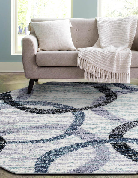 Ivory 7' 1 x 7' 1 Tucson Octagon Area Rug 100% Polyester Unique Modern Carpet for Dining Rooms, Living Room, Bedrooms, Office Space for Sale at Rug Engine