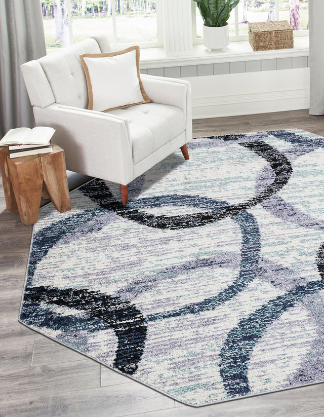Ivory 7' 1 x 7' 1 Tucson Octagon Area Rug 100% Polyester Unique Modern Carpet for Dining Rooms, Living Room, Bedrooms, Office Space for Sale at Rug Engine