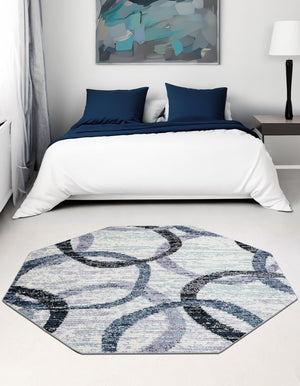 Ivory 7' 1 x 7' 1 Tucson Octagon Area Rug 100% Polyester Unique Modern Carpet for Dining Rooms, Living Room, Bedrooms, Office Space for Sale at Rug Engine
