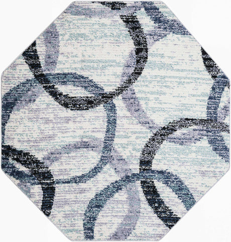 Ivory 7' 1 x 7' 1 Tucson Octagon Area Rug 100% Polyester Unique Modern Carpet for Dining Rooms, Living Room, Bedrooms, Office Space for Sale at Rug Engine