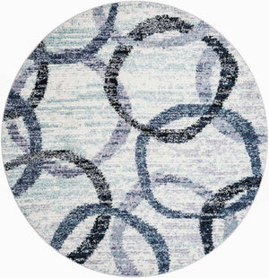 Ivory 7' 10 x 7' 10 Tucson Round Area Rug 100% Polyester Unique Modern Carpet for Dining Rooms, Living Room, Bedrooms, Office Space for Sale at Rug Engine