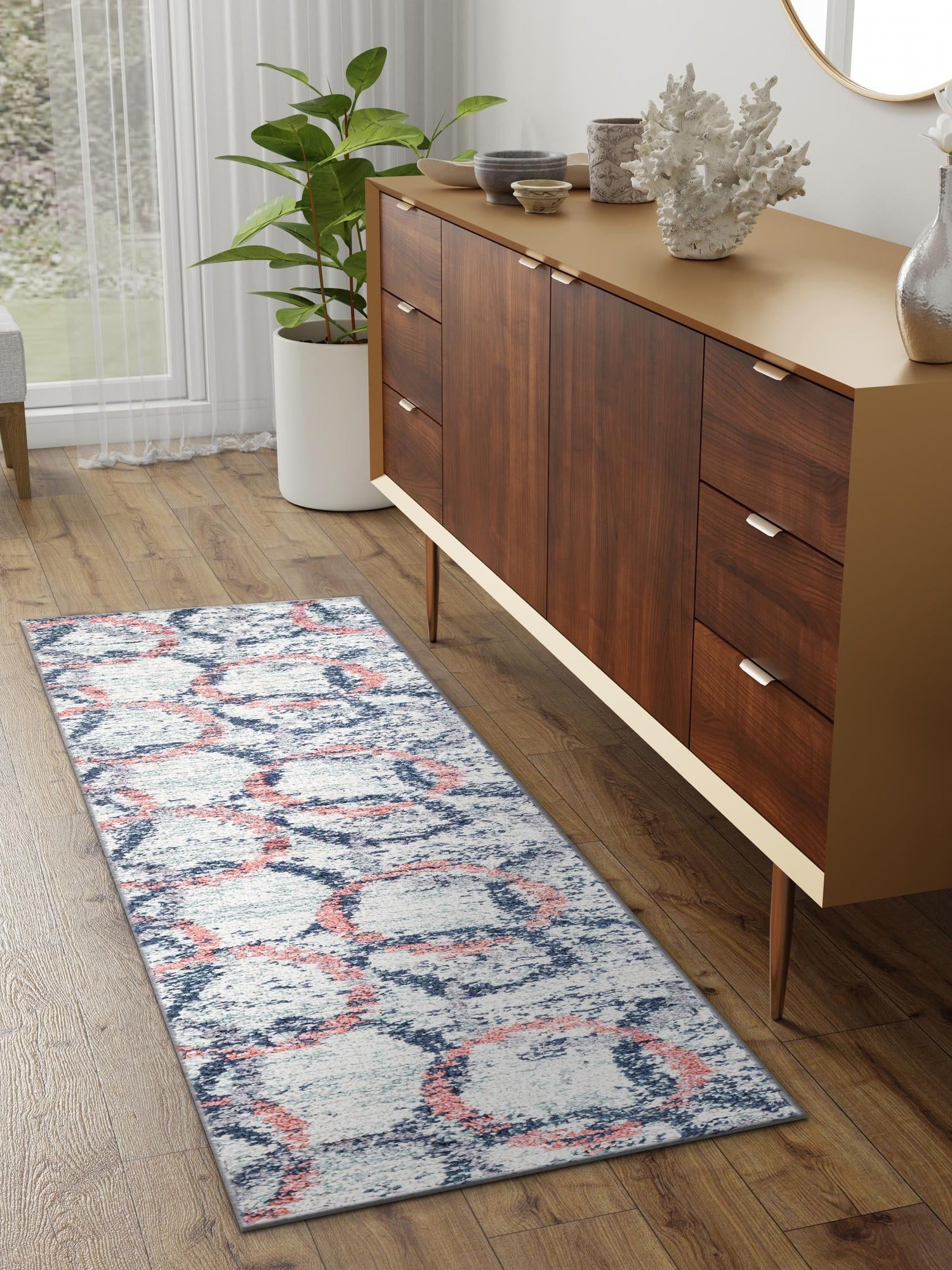 Ivory 2' x 6' 1 Tucson Runner Area Rug 100% Polyester Unique Modern Carpet for Dining Rooms, Living Room, Bedrooms, Office Space for Sale at Rug Engine
