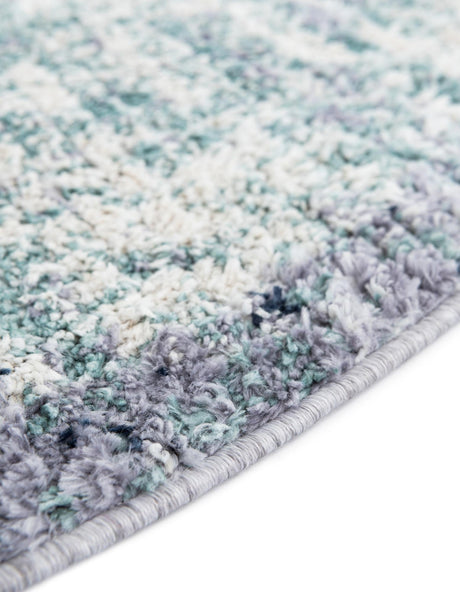 Blue and Gray 5' 3 x 5' 3 Tucson Round Area Rug 100% Polyester Unique Modern Carpet for Dining Rooms, Living Room, Bedrooms, Office Space for Sale at Rug Engine