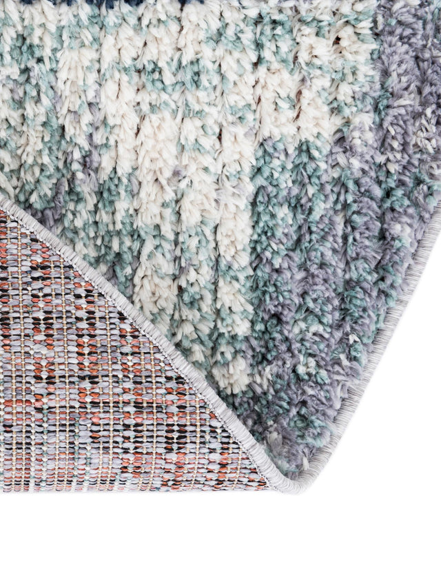 Blue and Gray 7' 10 x 7' 10 Tucson Round Area Rug 100% Polyester Unique Modern Carpet for Dining Rooms, Living Room, Bedrooms, Office Space for Sale at Rug Engine