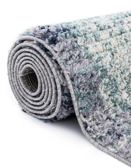 Blue and Gray 7' 10 x 7' 10 Tucson Round Area Rug 100% Polyester Unique Modern Carpet for Dining Rooms, Living Room, Bedrooms, Office Space for Sale at Rug Engine