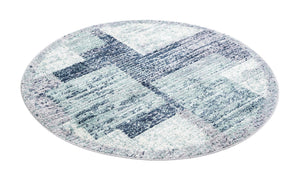 Blue and Gray 5' 3 x 5' 3 Tucson Round Area Rug 100% Polyester Unique Modern Carpet for Dining Rooms, Living Room, Bedrooms, Office Space for Sale at Rug Engine