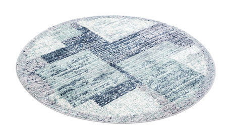 Blue and Gray 5' 3 x 5' 3 Tucson Round Area Rug 100% Polyester Unique Modern Carpet for Dining Rooms, Living Room, Bedrooms, Office Space for Sale at Rug Engine