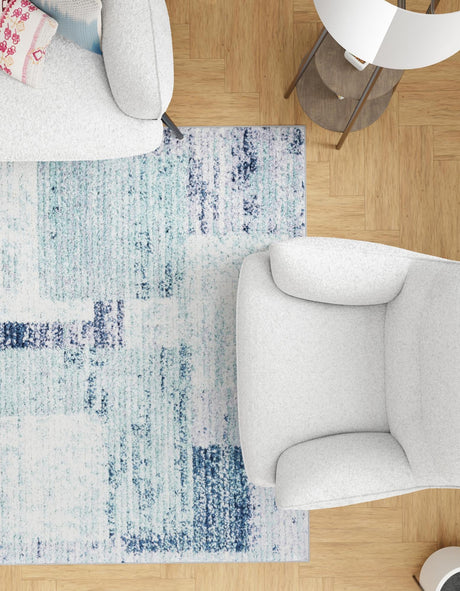 Blue and Gray 10' x 14' 1 Tucson Rectangle Area Rug 100% Polyester Unique Modern Carpet for Dining Rooms, Living Room, Bedrooms, Office Space for Sale at Rug Engine