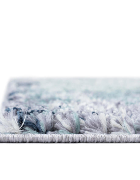 Blue and Gray 2' 7 x 12' Tucson Runner Area Rug 100% Polyester Unique Modern Carpet for Dining Rooms, Living Room, Bedrooms, Office Space for Sale at Rug Engine
