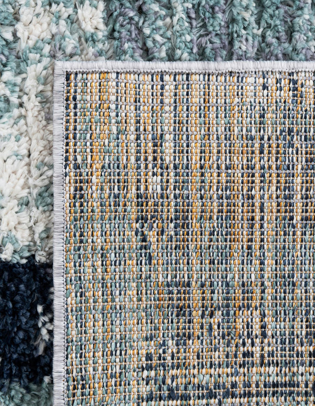 Blue and Gray 2' 7 x 12' Tucson Runner Area Rug 100% Polyester Unique Modern Carpet for Dining Rooms, Living Room, Bedrooms, Office Space for Sale at Rug Engine