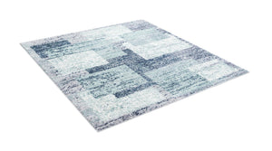 Blue and Gray 6' 1 x 6' 1 Tucson Square Area Rug 100% Polyester Unique Modern Carpet for Dining Rooms, Living Room, Bedrooms, Office Space for Sale at Rug Engine