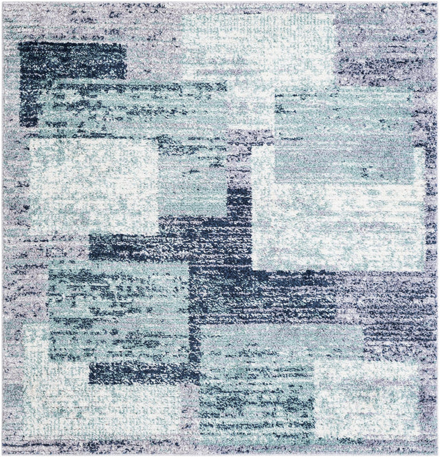 Blue and Gray 6' 1 x 6' 1 Tucson Square Area Rug 100% Polyester Unique Modern Carpet for Dining Rooms, Living Room, Bedrooms, Office Space for Sale at Rug Engine