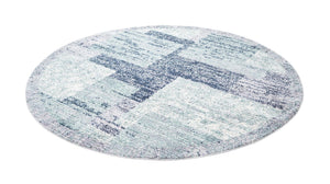Blue and Gray 7' 10 x 7' 10 Tucson Round Area Rug 100% Polyester Unique Modern Carpet for Dining Rooms, Living Room, Bedrooms, Office Space for Sale at Rug Engine