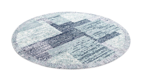Blue and Gray 7' 10 x 7' 10 Tucson Round Area Rug 100% Polyester Unique Modern Carpet for Dining Rooms, Living Room, Bedrooms, Office Space for Sale at Rug Engine