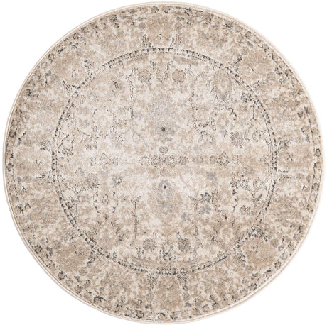 Ivory 4' 1 x 4' 1 Portland Round Area Rug 85% Polypropylene & 15% Polyester Vintage Distressed Traditional Carpet for Home Decor for Sale at Rug Engine