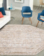 Ivory 5' 3 x 5' 3 Portland Octagon Area Rug 85% Polypropylene & 15% Polyester Vintage Distressed Traditional Carpet for Home Decor for Sale at Rug Engine