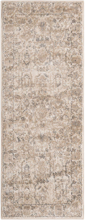 Ivory 2' x 5' 3 Portland Runner Area Rug 85% Polypropylene & 15% Polyester Vintage Distressed Traditional Carpet for Home Decor for Sale at Rug Engine