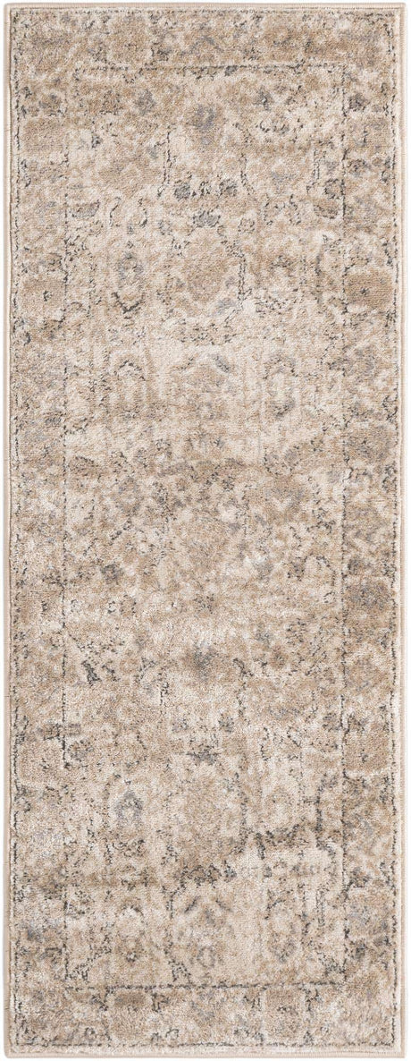 Ivory 2' x 5' 3 Portland Runner Area Rug 85% Polypropylene & 15% Polyester Vintage Distressed Traditional Carpet for Home Decor for Sale at Rug Engine