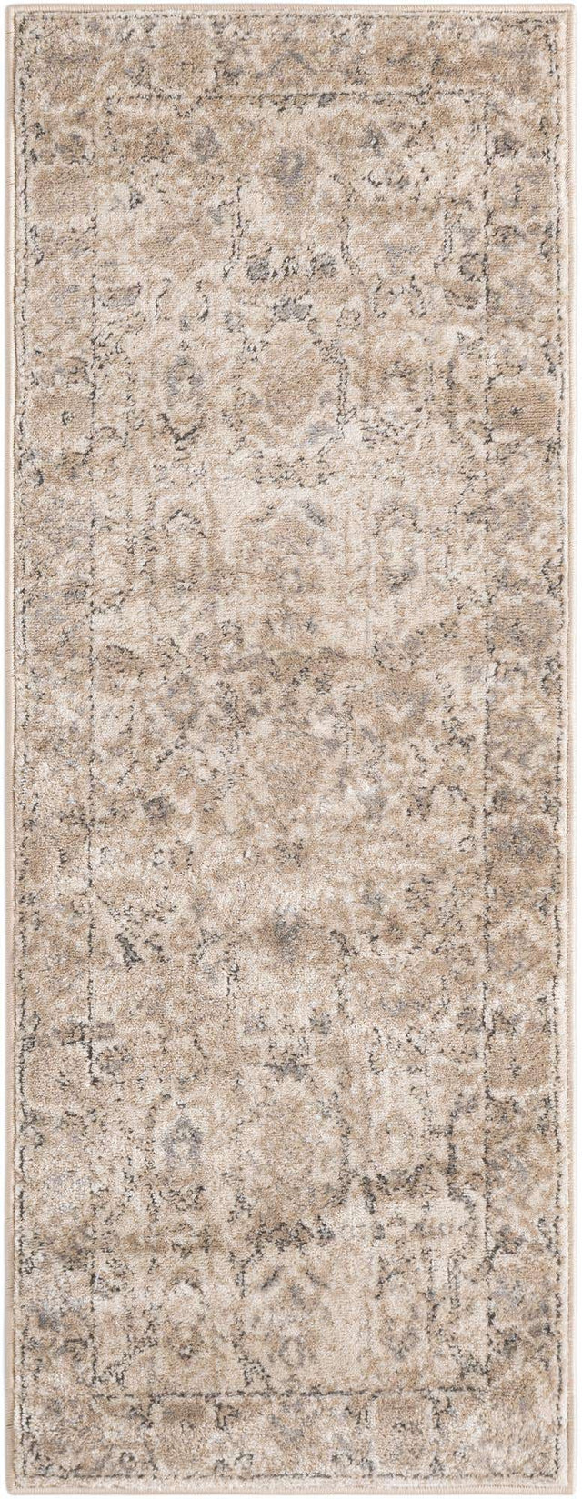 Ivory 2' x 5' 3 Portland Runner Area Rug 85% Polypropylene & 15% Polyester Vintage Distressed Traditional Carpet for Home Decor for Sale at Rug Engine