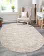 Ivory 6' 1 x 9' Portland Oval Area Rug 85% Polypropylene & 15% Polyester Vintage Distressed Traditional Carpet for Home Decor for Sale at Rug Engine