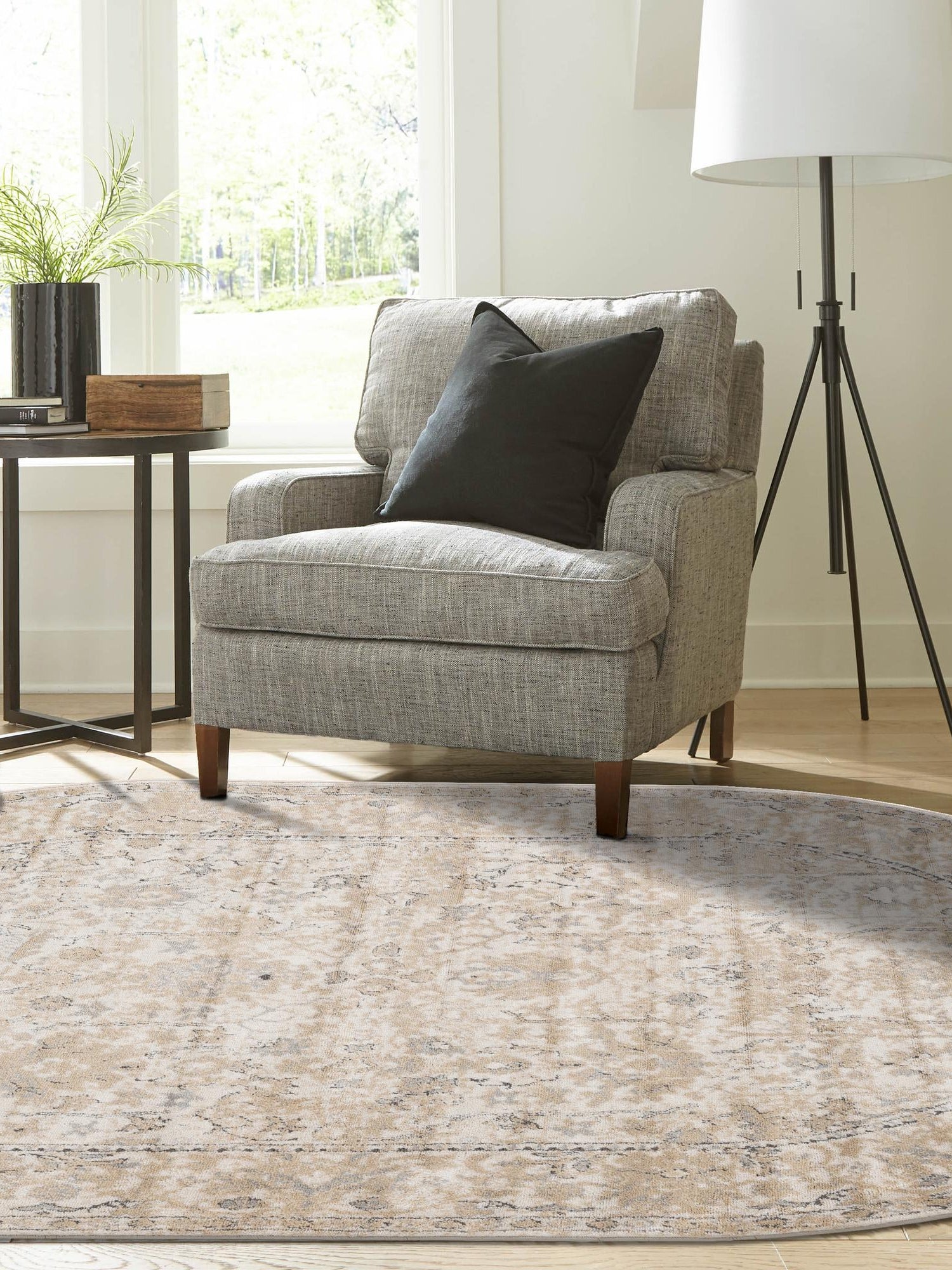 Ivory 6' 1 x 9' Portland Oval Area Rug 85% Polypropylene & 15% Polyester Vintage Distressed Traditional Carpet for Home Decor for Sale at Rug Engine
