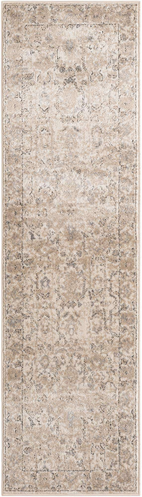 Ivory 2' x 7' 1 Portland Runner Area Rug 85% Polypropylene & 15% Polyester Vintage Distressed Traditional Carpet for Home Decor for Sale at Rug Engine